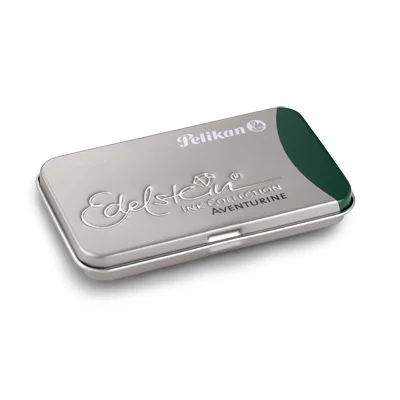 Cerneala Edelstein Aventurine, set 6 patroane în casetă metalică, culoare verde închis