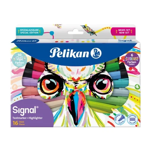 Textmarker evidențiator Signal, set 16 culori (10 pastel + 6 neon)