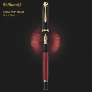 Stilou Souverän® Black Red M600, peniță M aur 14k, accesorii placate aur 24k